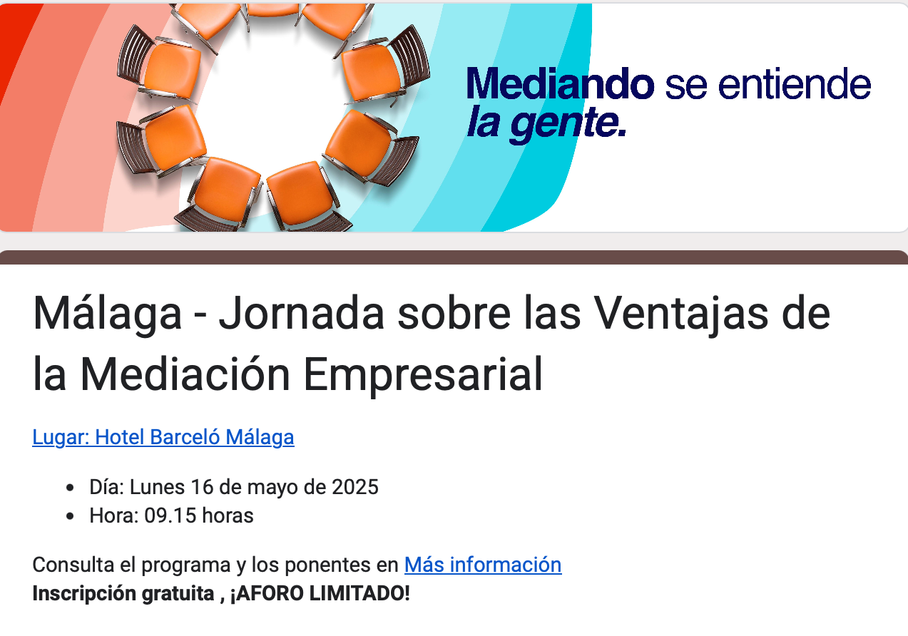 Desayuno empresarial sobre las Ventajas de la mediación en Málaga